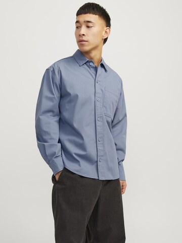JACK & JONES Regular fit Button Up Shirt 'JJZAC' in Blue: front