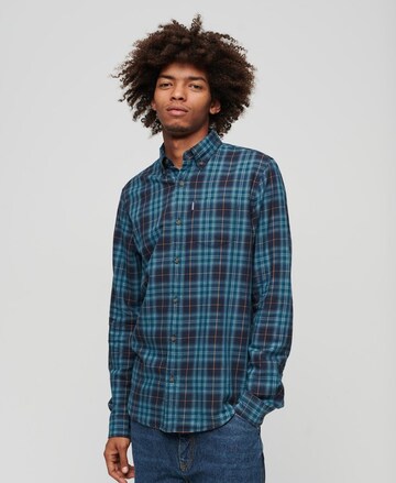 Superdry Regular fit Overhemd in Blauw: voorkant
