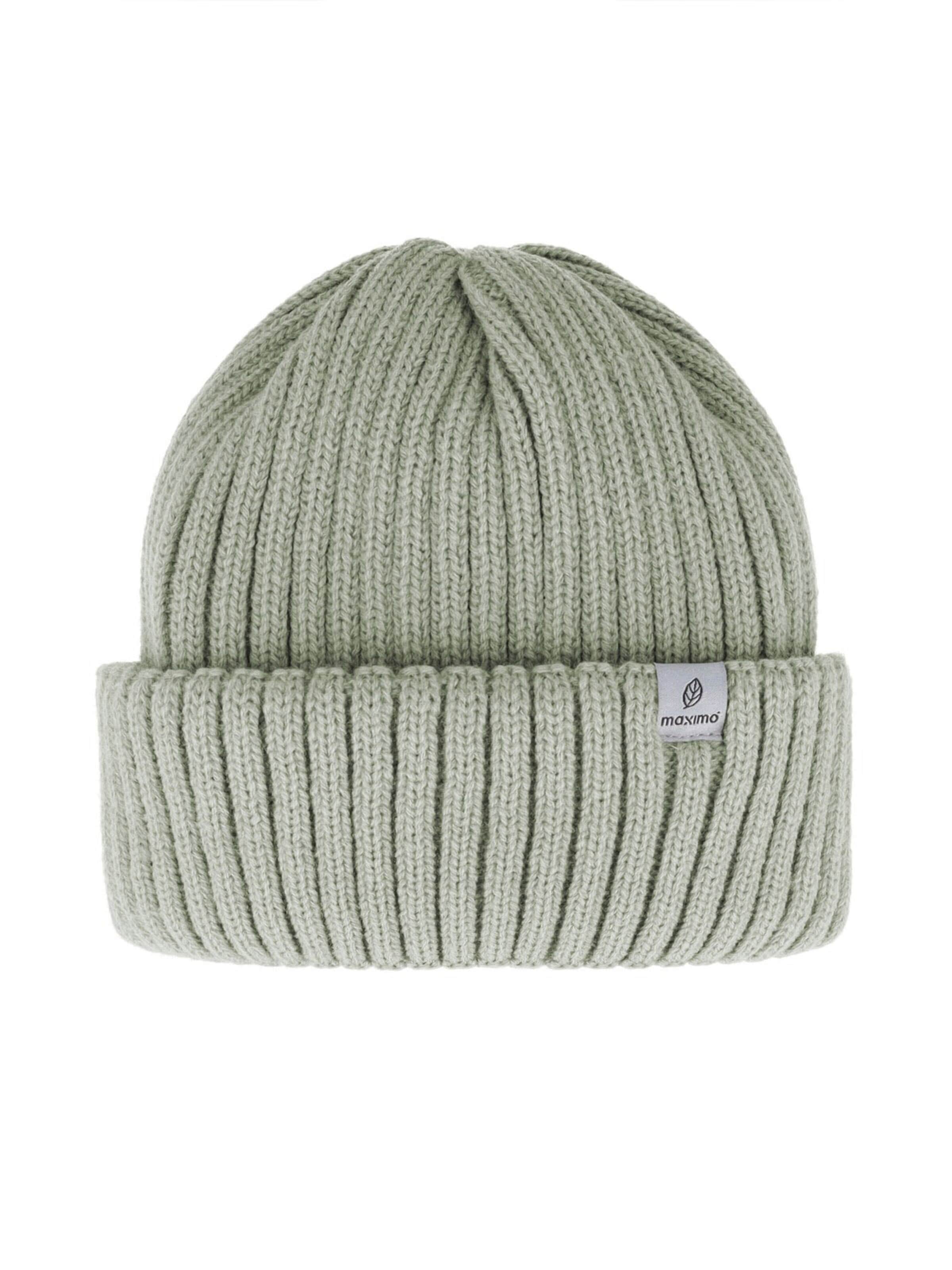 MAXIMO Mütze 'MINI-Beanie, Umschlag Ökotex'‌‌‌‌‌ in Grün: Vorderseite