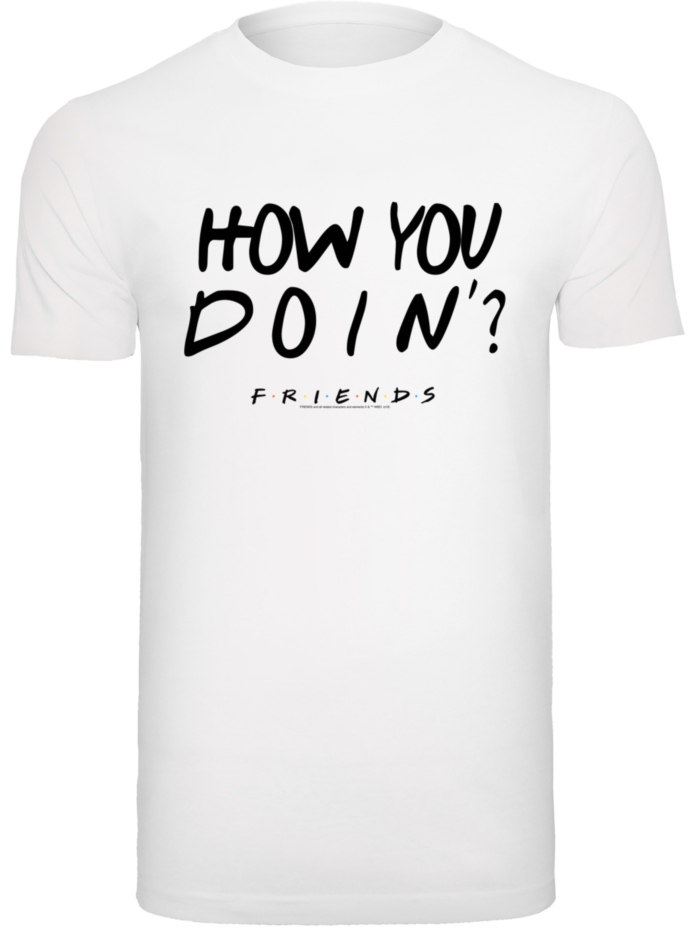 F4NT4STIC Shirt 'Friends How You Doin?' in Wit: voorkant