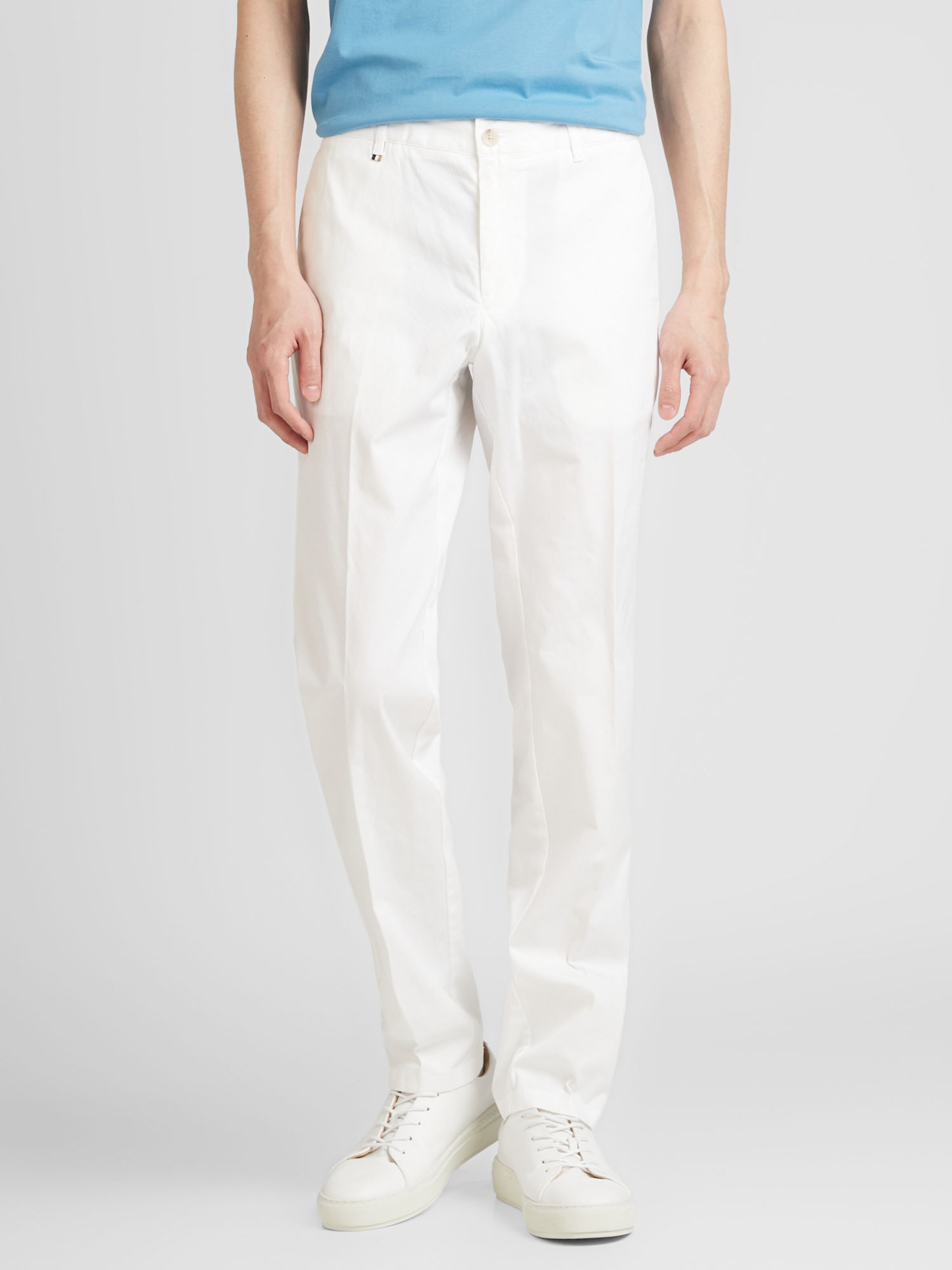 BOSS White Creased Trousers