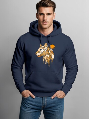 Neverless Sweatshirt 'Luchs Polygon' in Blue