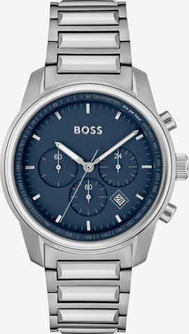 Montre à affichage analogique BOSS en argent : devant