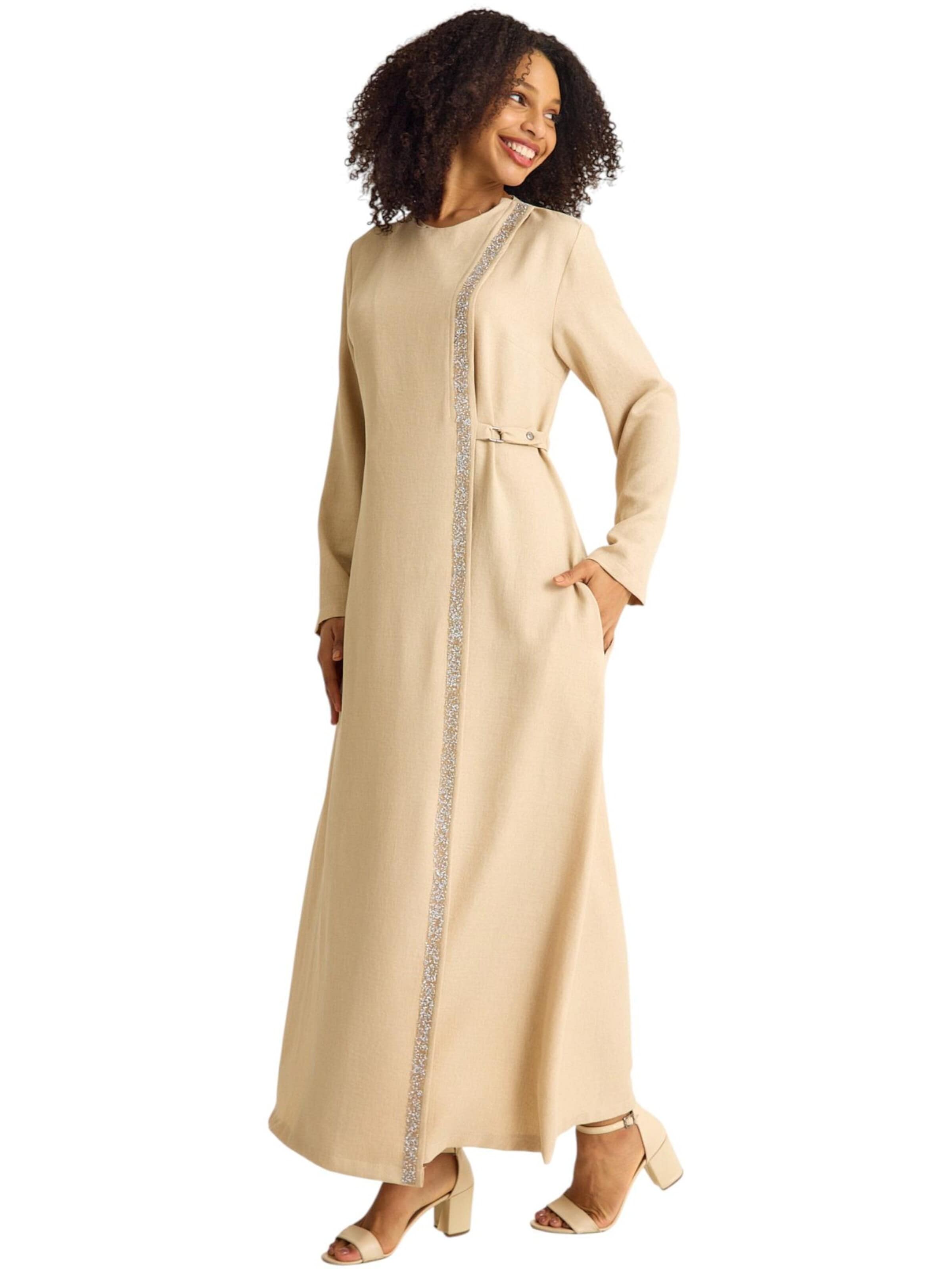 Robe 'Leila-Ferace' fashionshowcase en beige