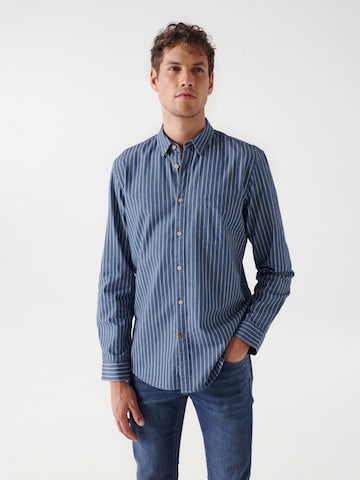 Salsa Jeans Slim fit Overhemd in Blauw: voorkant
