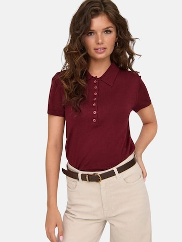 ONLY Shirt 'ONLY ONLCATHERINE SS POLO NECK EX KNT POLO' in Red