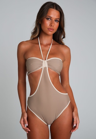 Moda Minx Bandeau Swimsuit in Grey: front