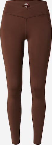 HKMX Skinny Workout Pants in Brown: front