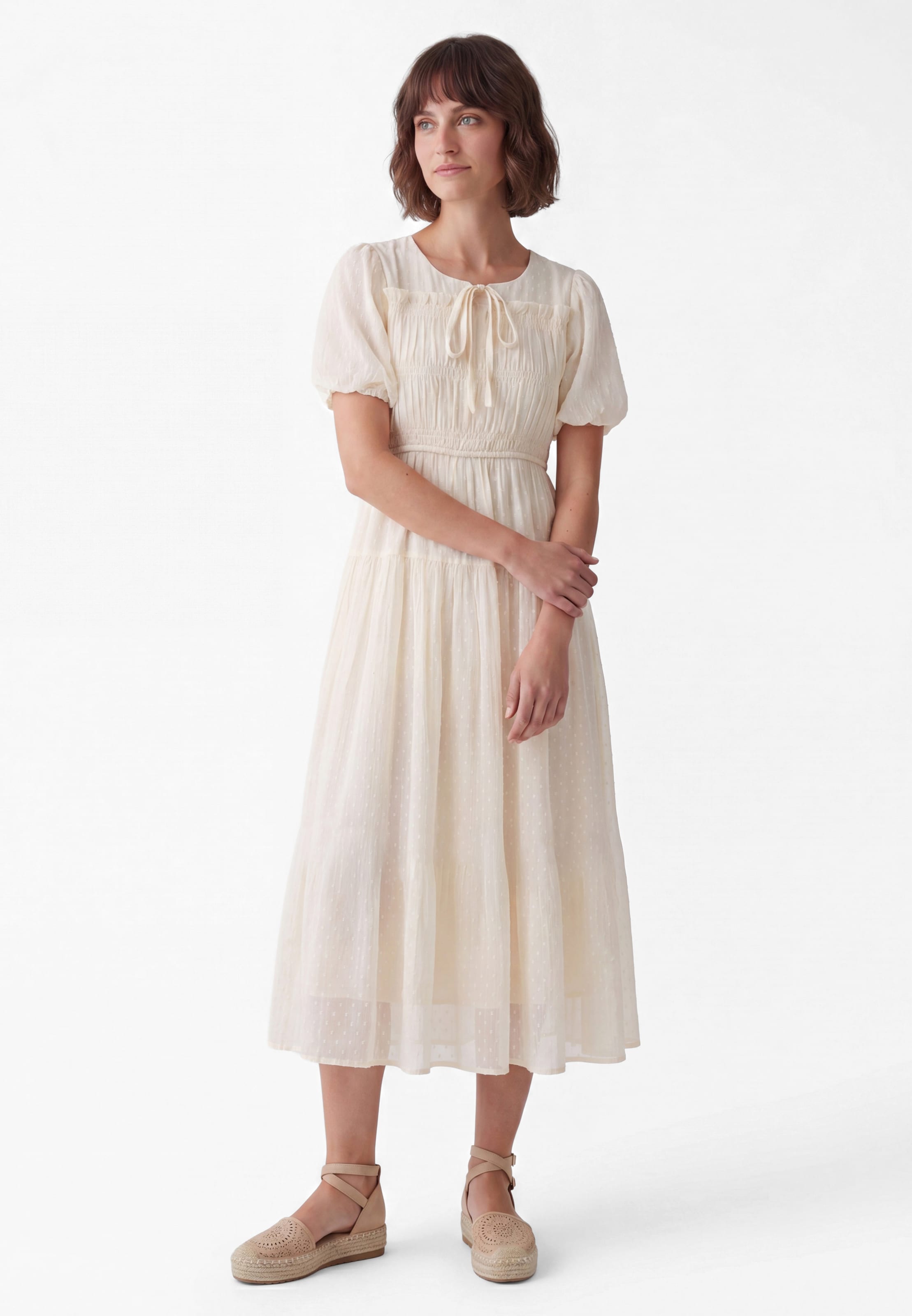 Robe Usha en beige : devant
