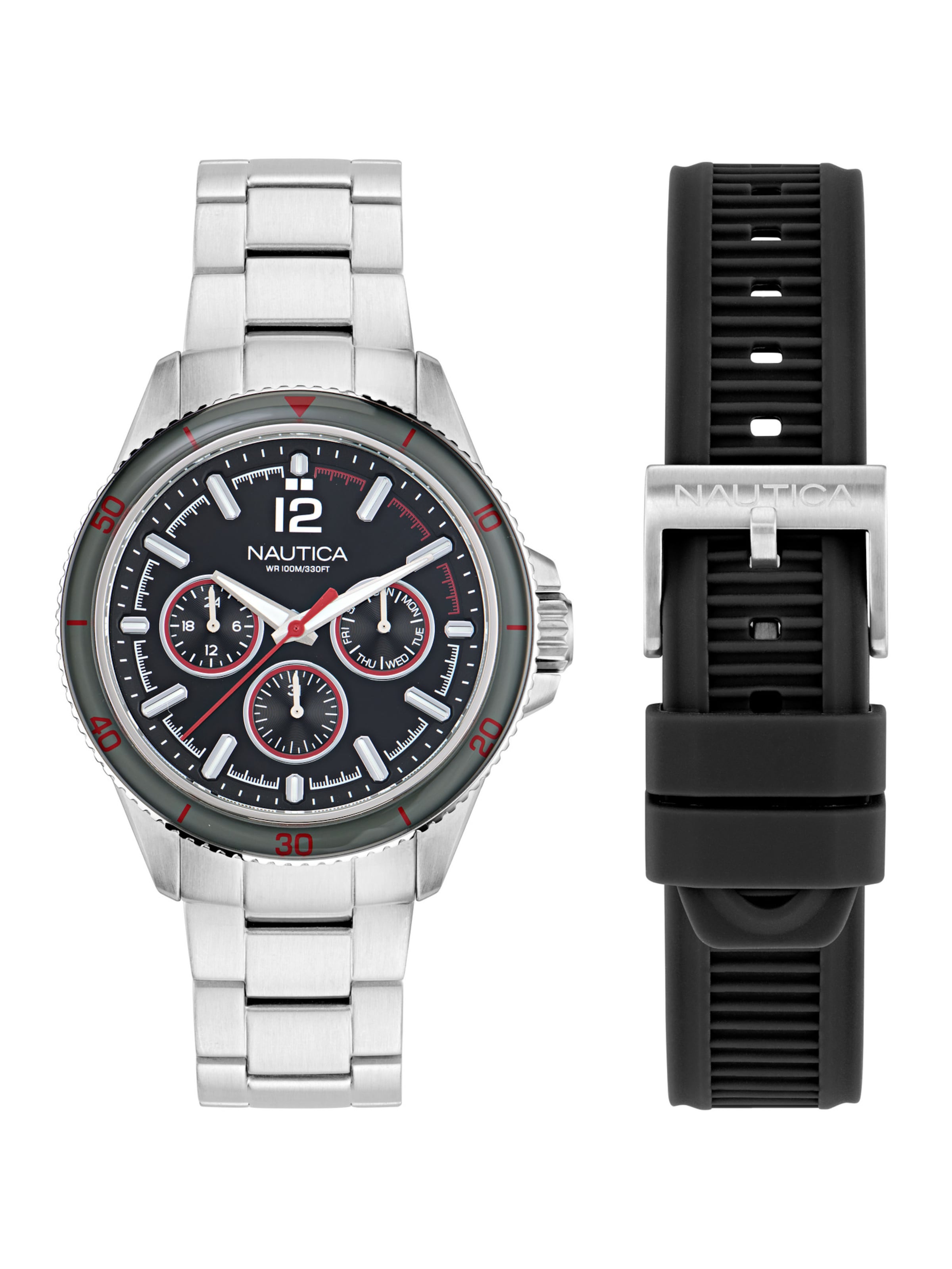 NAUTICA Analoguhr ' WINDROSE ' in Silber: Vorderseite