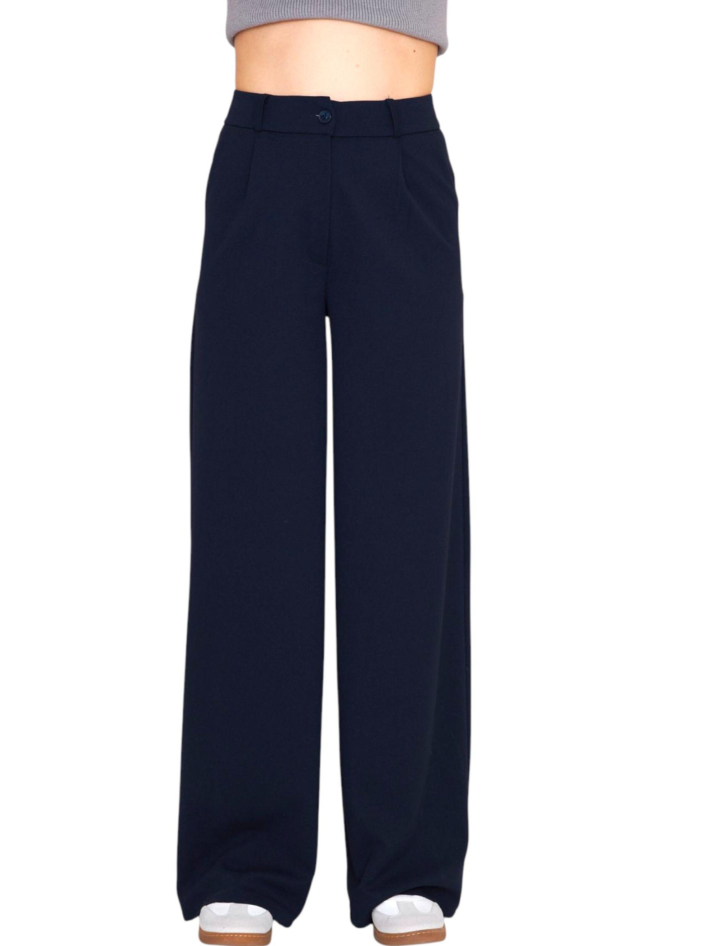 fashionshowcase Wide leg Bandplooibroek 'Seyra' in Blauw