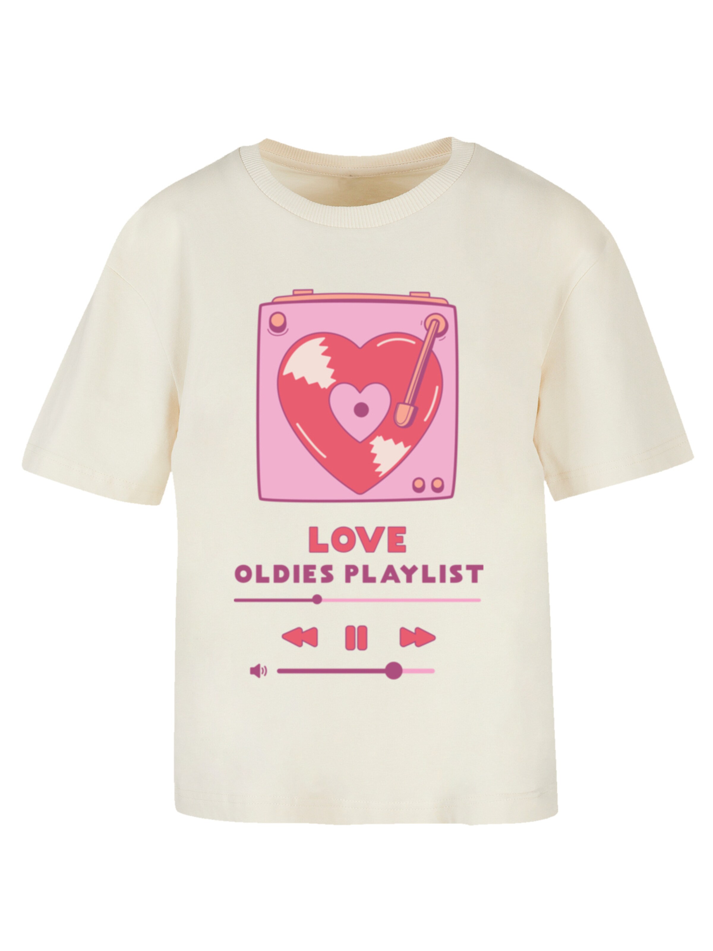 T-shirt 'Love Oldies Playlist  Valentinstag' F4NT4STIC en beige : devant