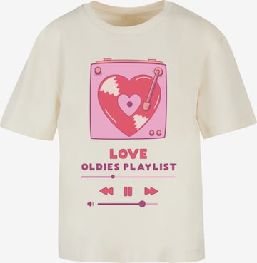 T-shirt 'Love Oldies Playlist Valentinstag' F4NT4STIC en beige : devant