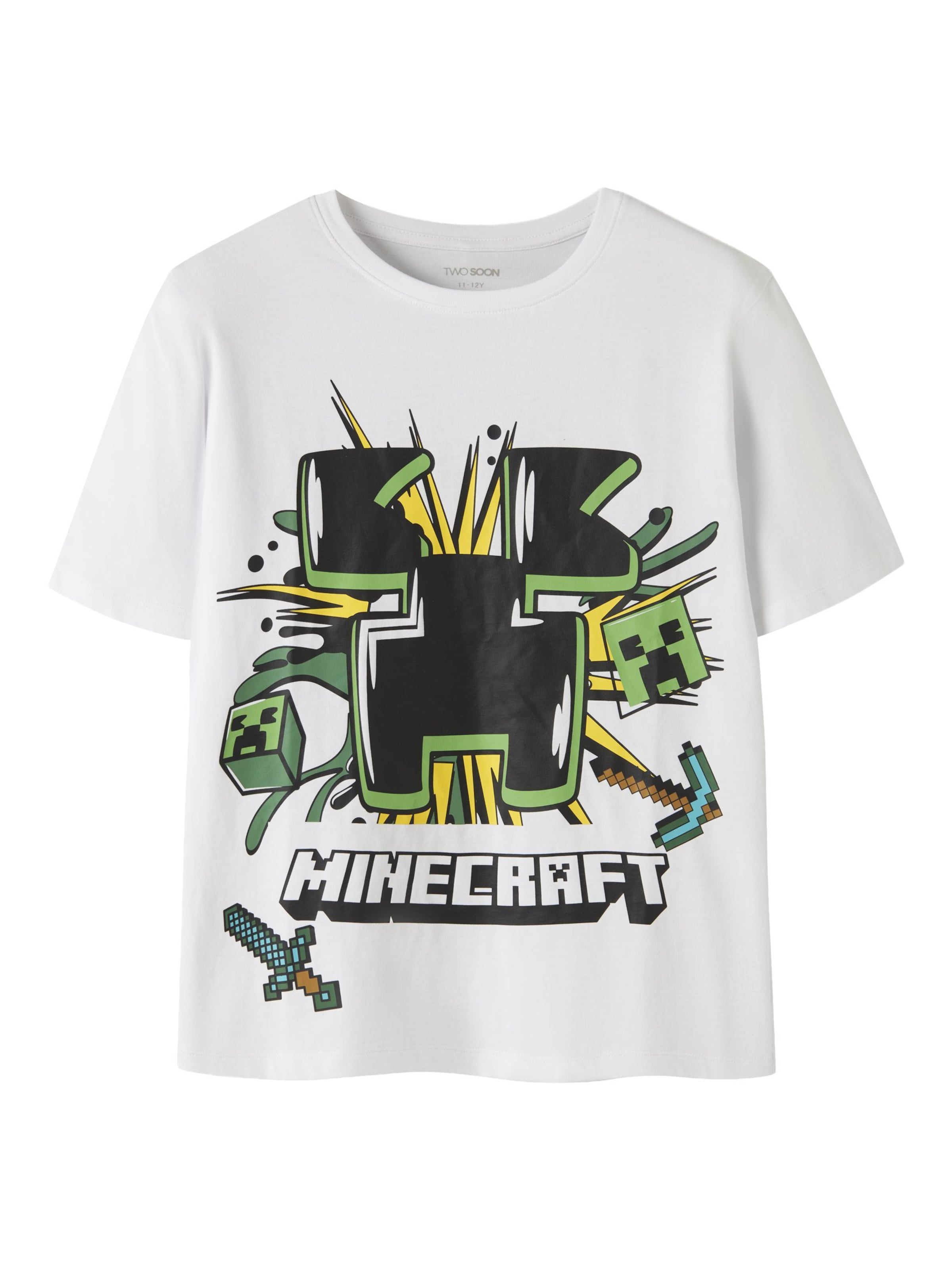 TWO SOON - Camiseta 'Minecraft' en blanco: frente