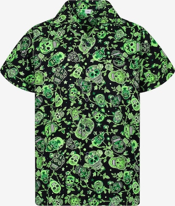 King Kameha Shirt 'Skull' in Grün: Vorderseite