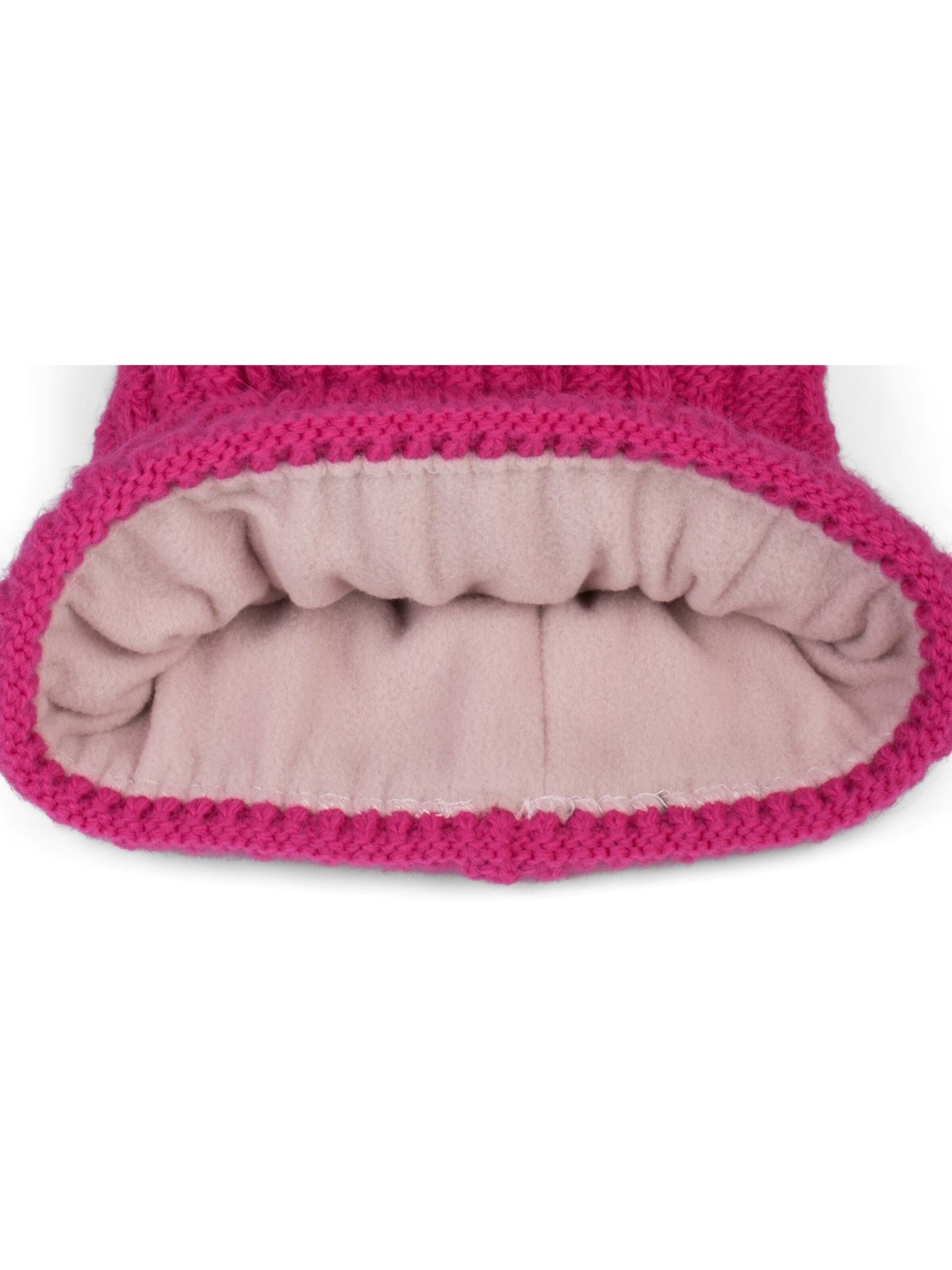 styleBREAKER Mütze 'Strick Bommelmütze mit Flecht Muster'‌‌‌‌‌‌‌‌ in Pink