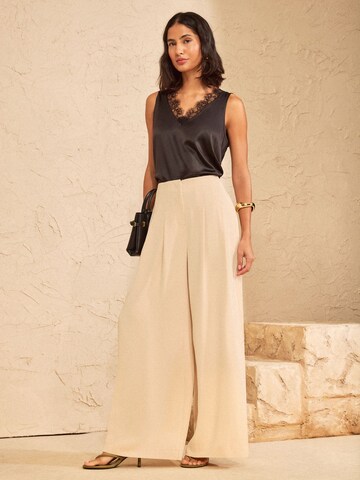 love & roses Wide leg Pleat-front trousers in Beige
