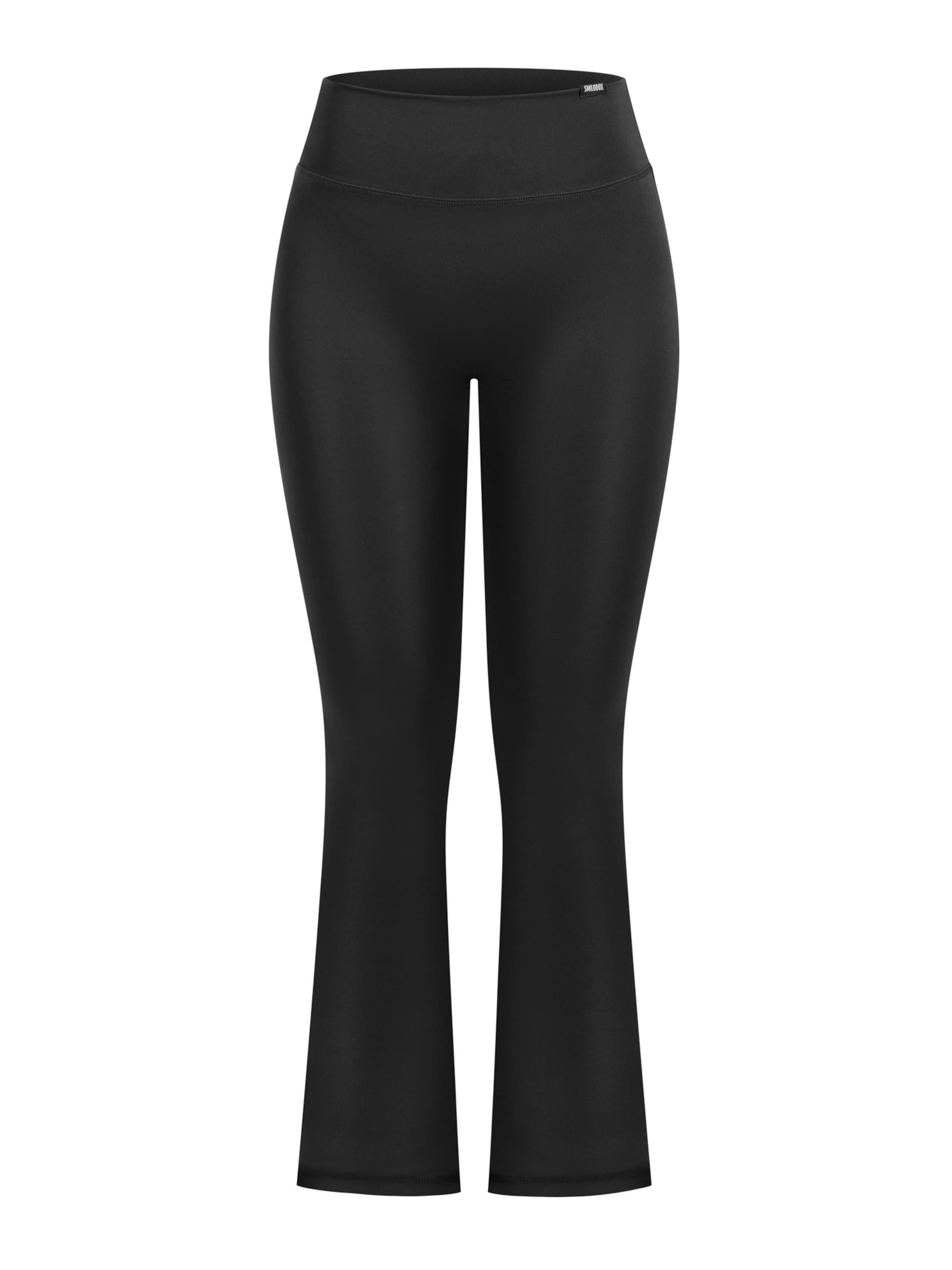 Smilodox Flared Loreen Schlaghose Leggings Flared Seamless in Schwarz: Vorderseite