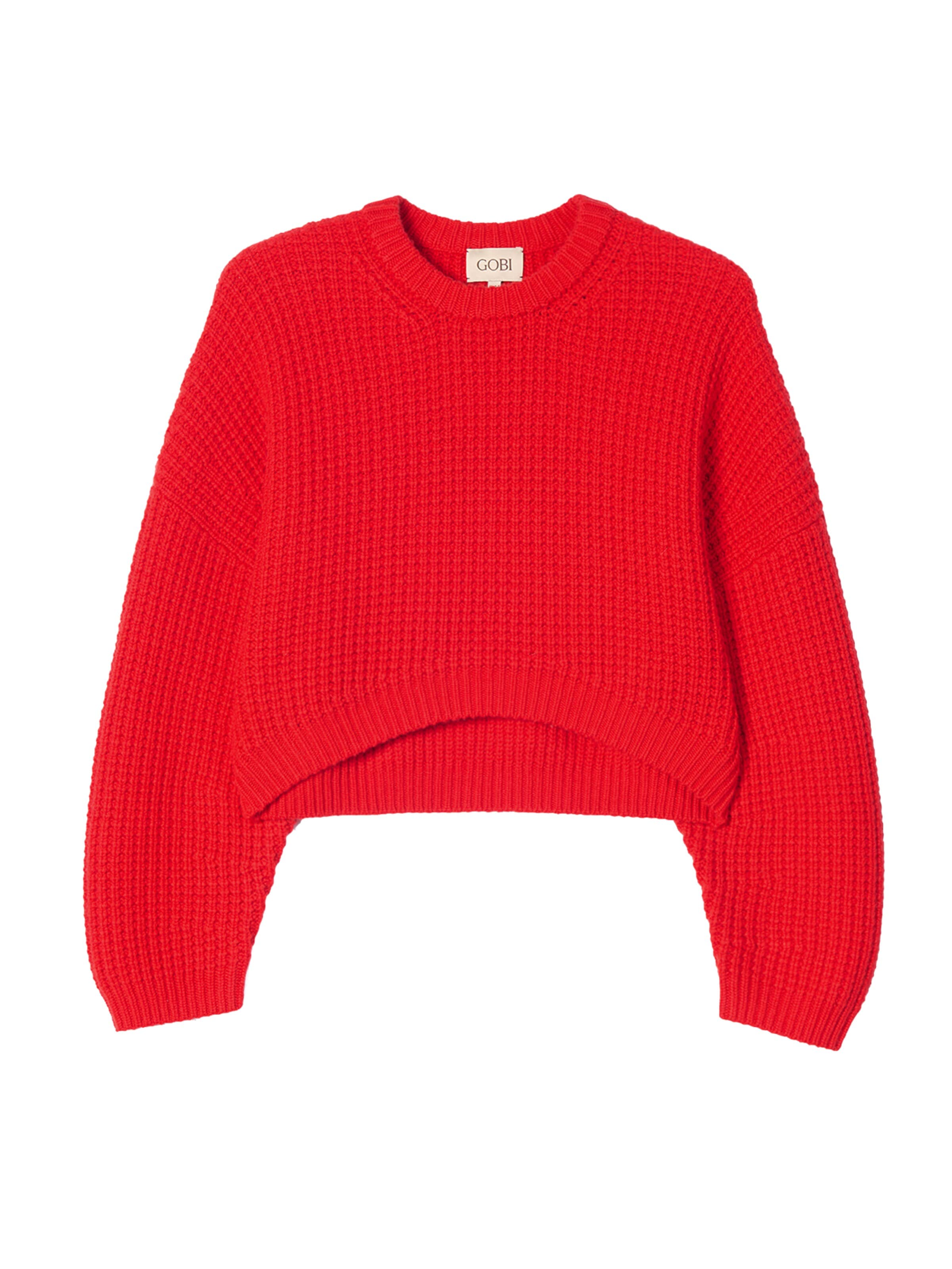 GOBI Cashmere Pullover 'Women's Oval-Sleeve Cropped Cashmere Sweater' i rød: forside