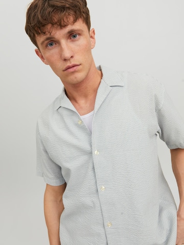 JACK & JONES Regular fit Button Up Shirt 'Palma' in Grey