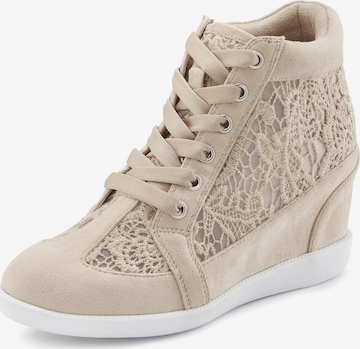 LASCANA Schnürstiefelette in Beige: Vorderseite