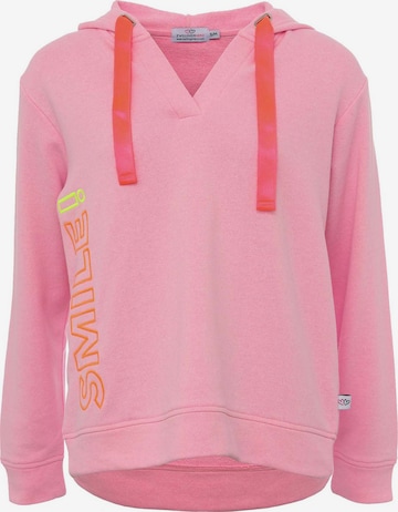 Zwillingsherz Sweatshirt 'Smile' i rosa: framsida
