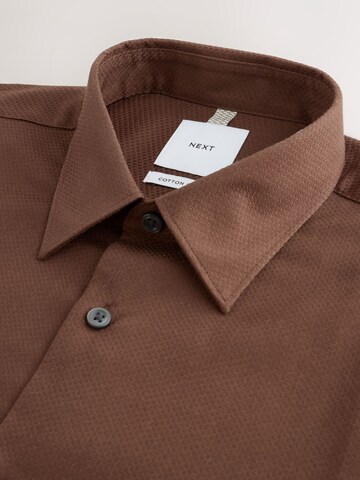 Next Slim Fit Hemd in Braun