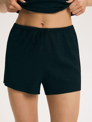 ESOTIQ Wide leg Broek 'Musselin Shorts Baumwolle locker leicht Kordelzug Sommer Twiggy' in Zwart: voorkant