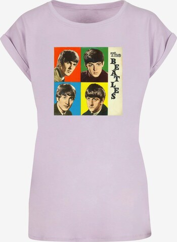 Merchcode T-Shirt 'Beatles - 4 Colored' in Lila: predná strana