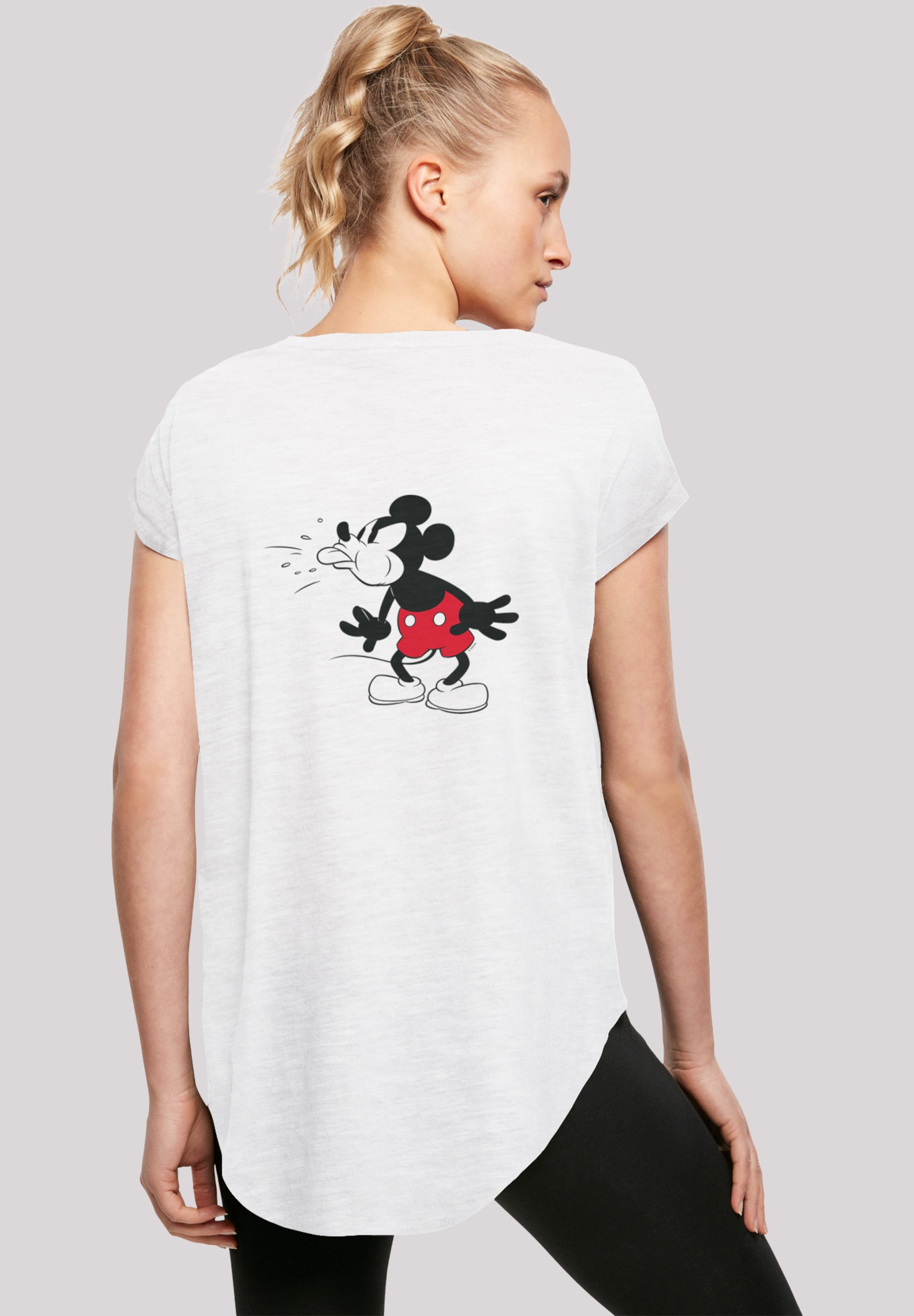 F4NT4STIC Shirt 'Disney Mickey Mouse Tongue' in Mottled White | ABOUT YOU