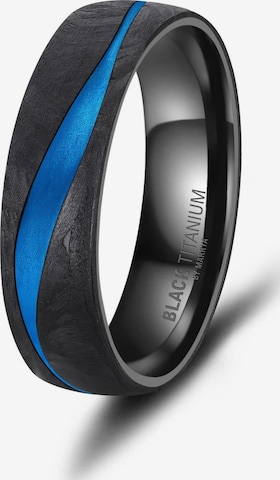 MARRYA Ring 'MARRYA Ehering BT-17 Black Titanium Ocean Blue Edition' in Black: front
