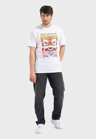 Oldskull T-Shirt 'Asian Lucky Dragon' in Weiß