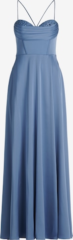 Vera Mont Abendkleid mit Wasserfallausschnitt in Blau: Vorderseite