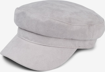 styleBREAKER Beanie 'Ballonmütze Einfarbig Veloursleder Optik' in Grey: front