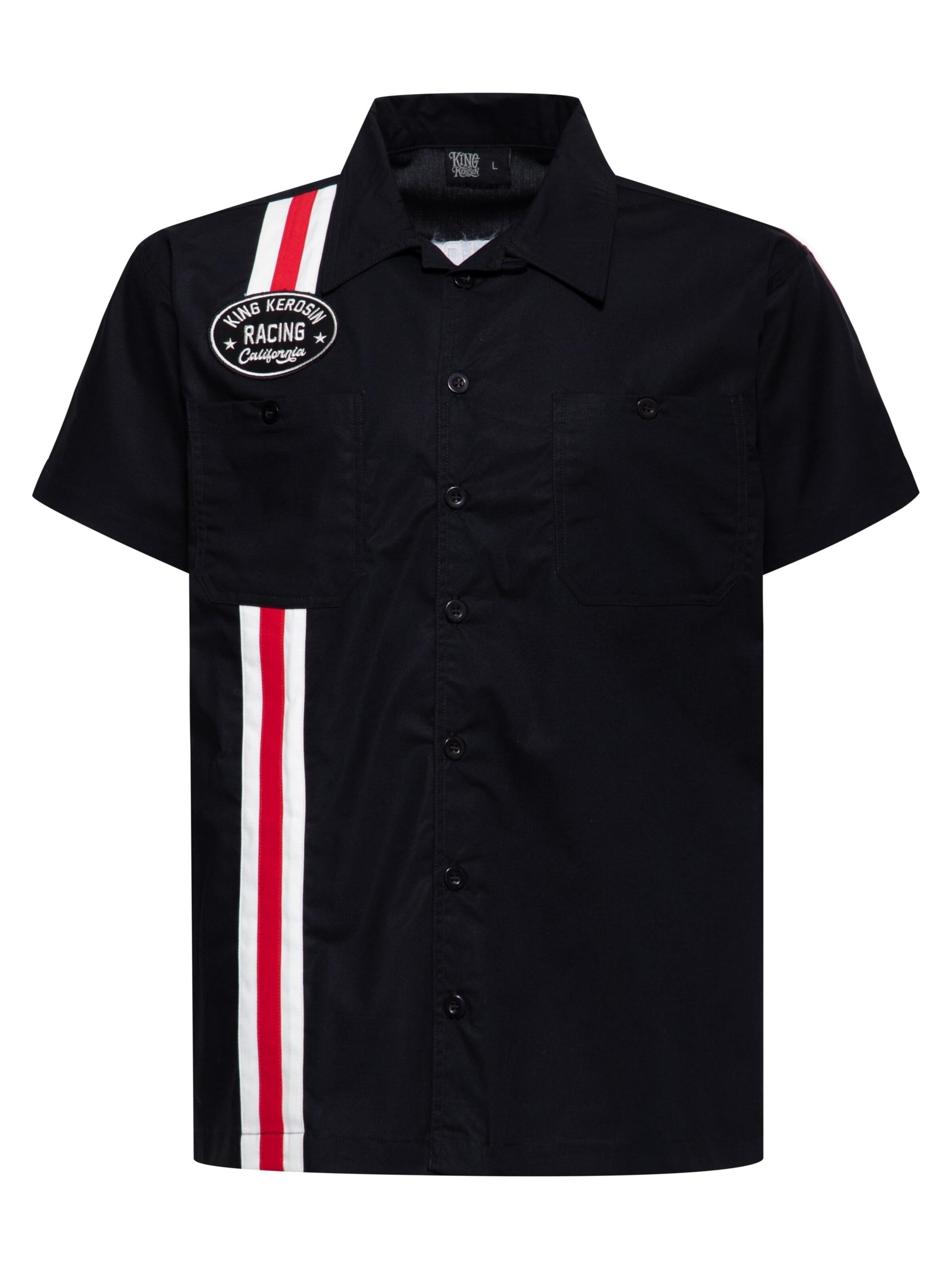 King Kerosin Regular fit Button Up Shirt 'Speed Is Our Passion' in Black: front