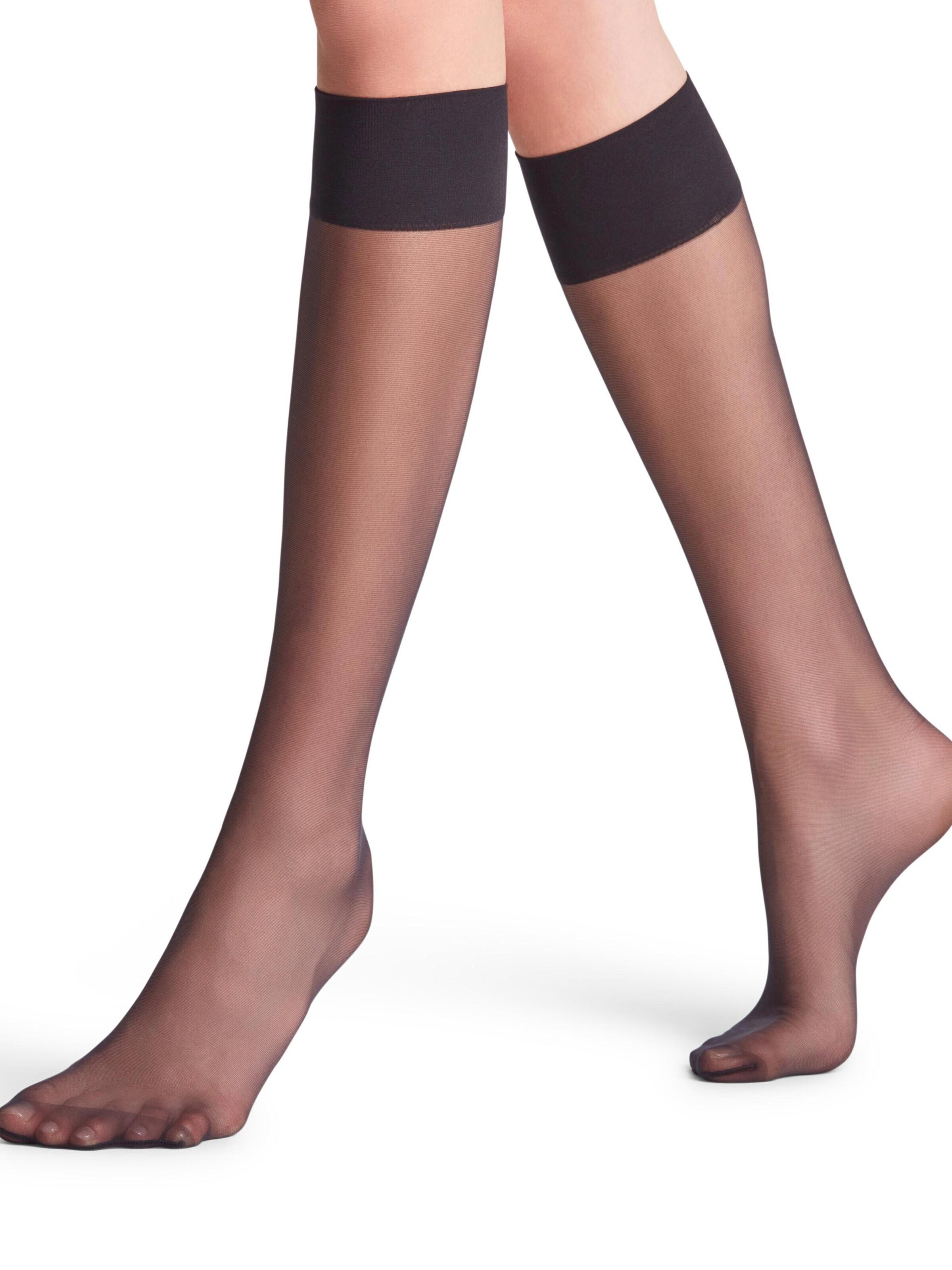 FALKE Knee High Socks 'Pure Matt' in Black: front