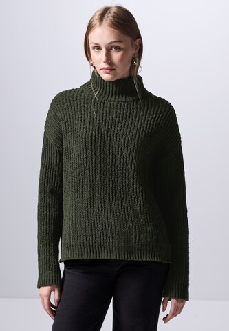 Street One Studio Sweater 'Chenille ' in Green: front