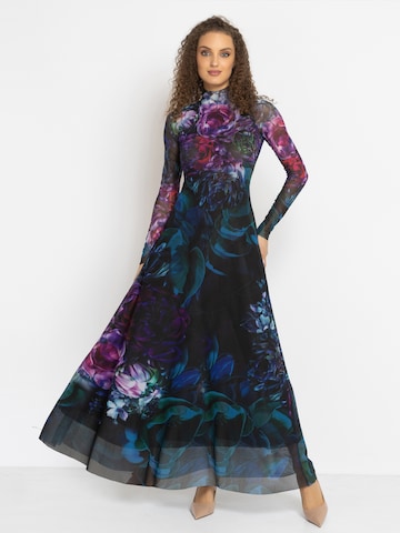 JIORO Jurk 'PEONIES' in Zwart