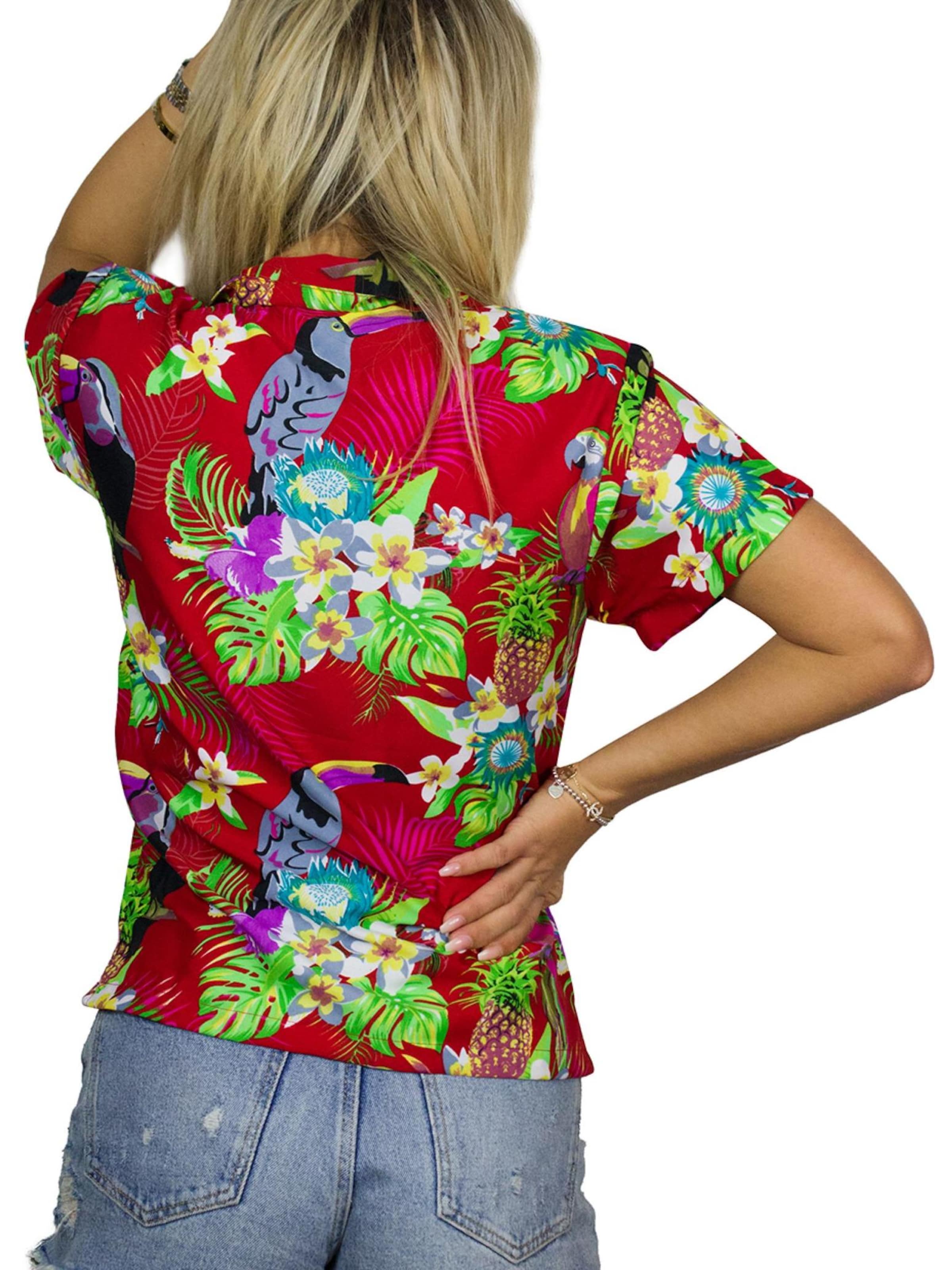 King Kameha Bluse 'Parrot Cockatoo'‌‌‌‌‌‌‌‌‌ in Rot