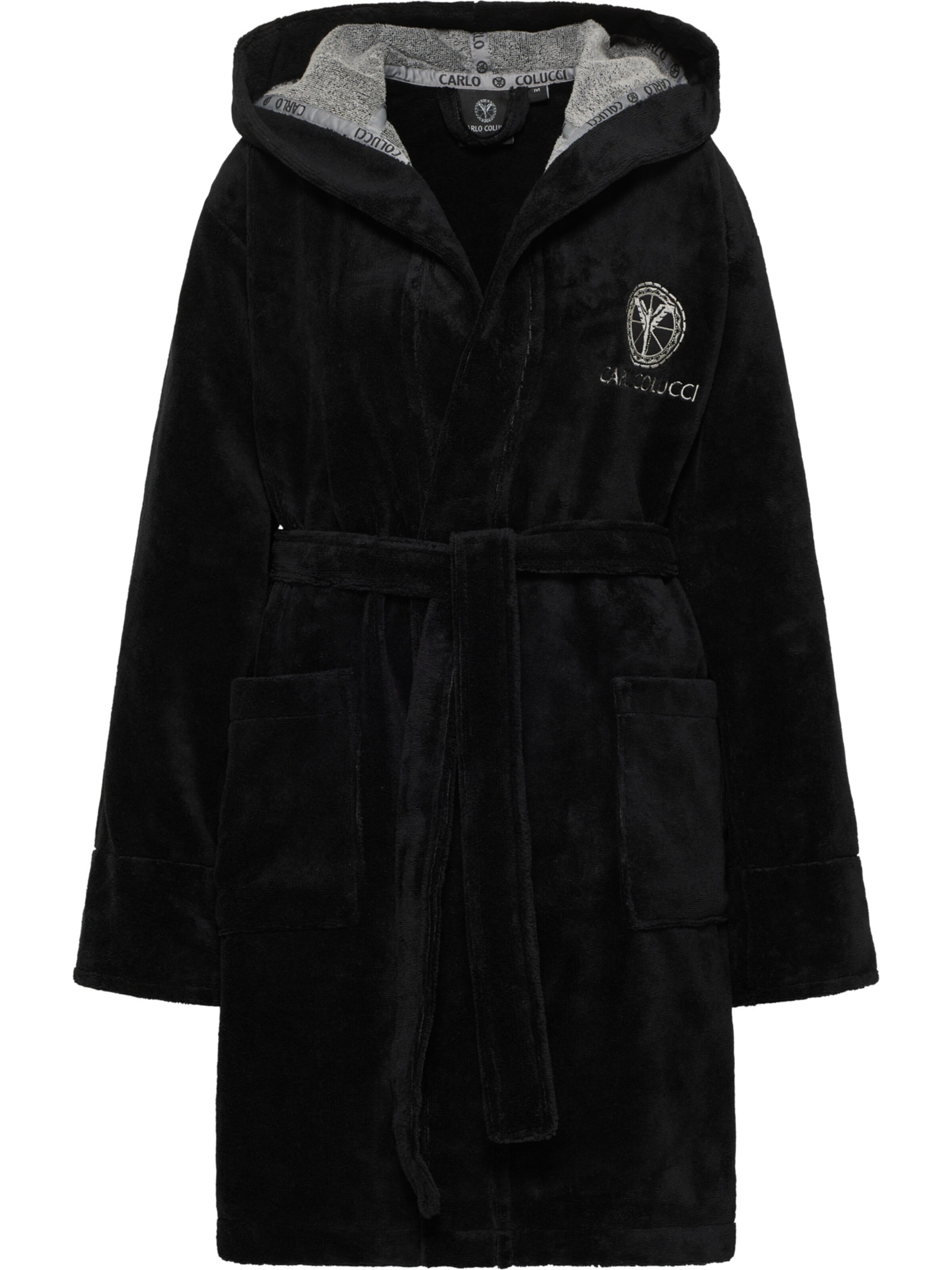 Carlo Colucci Short Bathrobe 'Coma' in Black: front