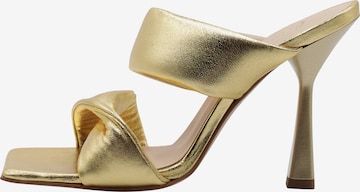 faina Mules in Gold: front