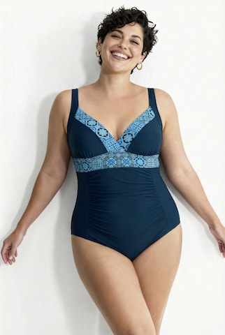 Ulla Popken Bustier Badpak in Blauw
