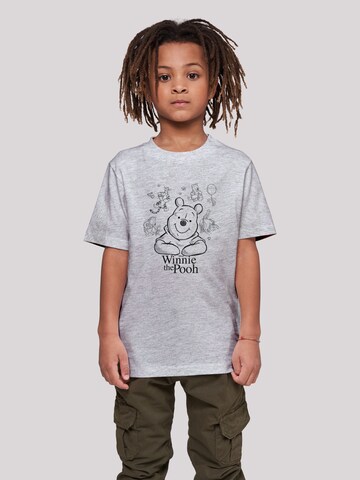 F4NT4STIC T-Shirt 'Disney Winnie The Pooh Collage Sketch' in Grau: predná strana
