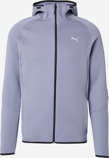 Sportinis džemperis 'Evostripe' iš PUMA, spalva – melsvai pilka / balta, Prekių apžvalga