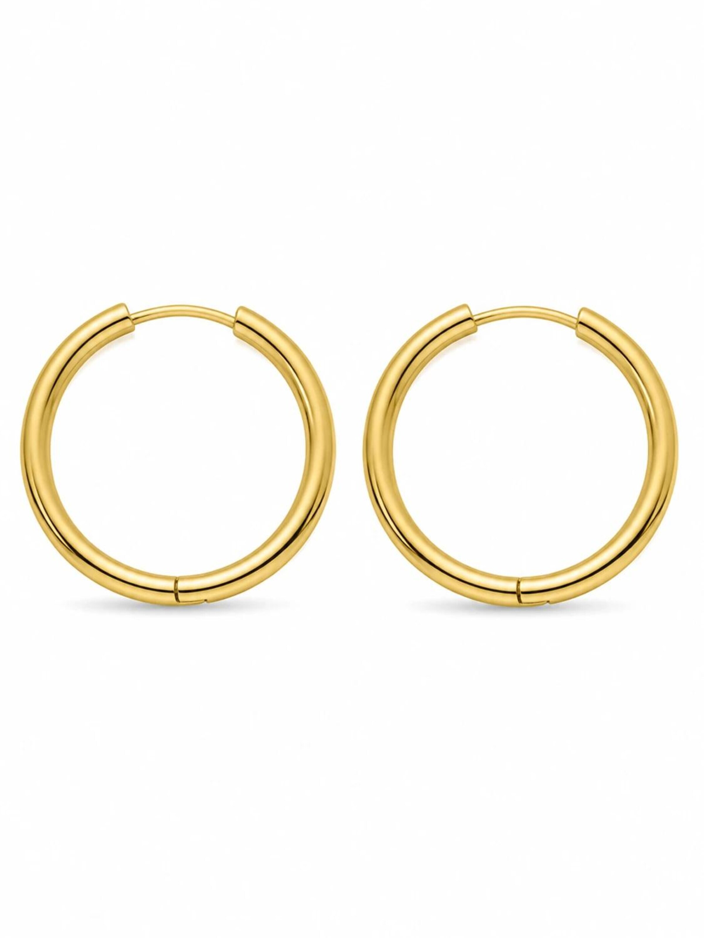Staufergold Earrings 'Creolen „Feinglanz“ – klassisch rund, 23 mm, clean' in Gold: front