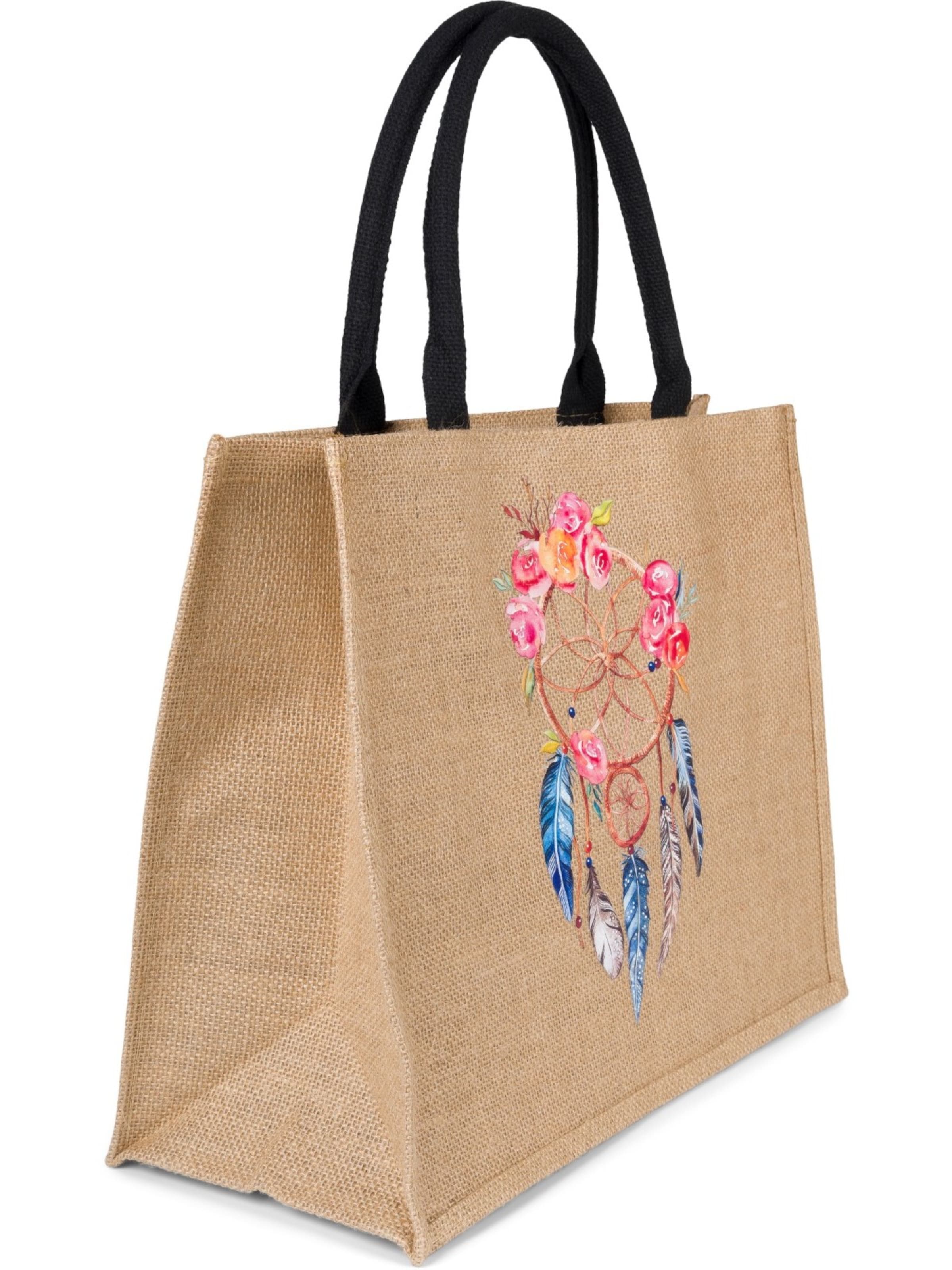 styleBREAKER Handtasche 'Leinen Henkeltasche Traumfänger'‌‌‌ in Braun