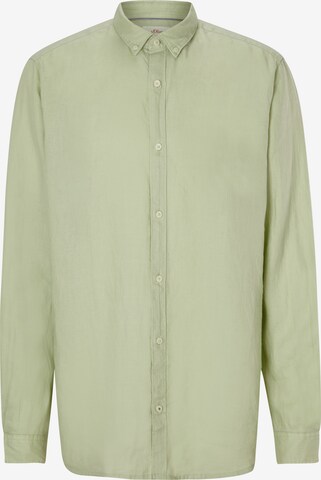 s.Oliver Men Tall Sizes Button Up Shirt in Green: front
