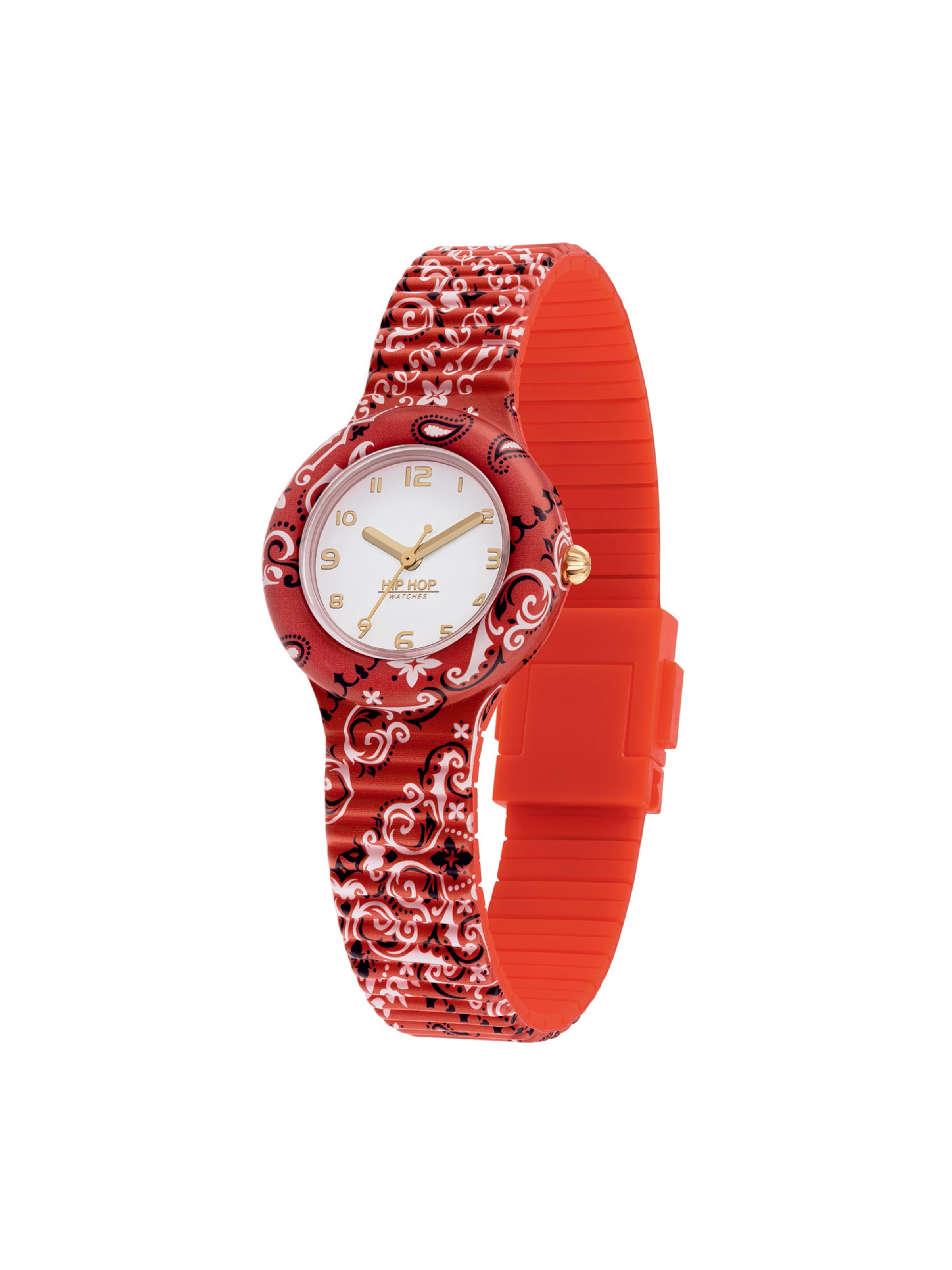Hip Hop Analog Watch 'BANDANA' in Red: front