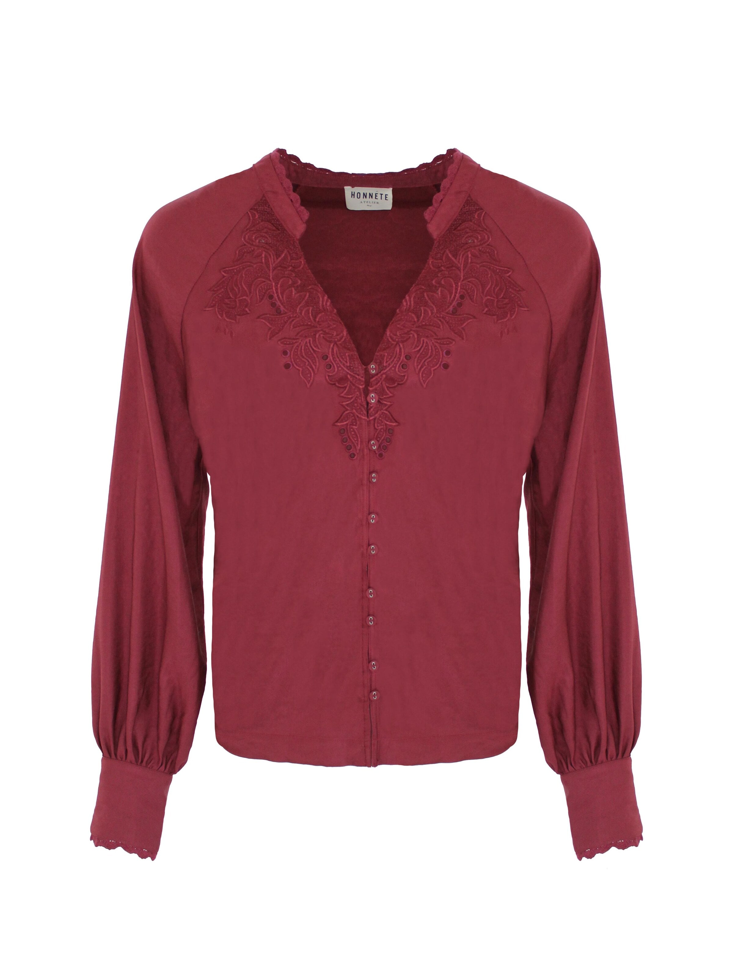 Honnête Atelier Blouse 'Cloe' in Red: front
