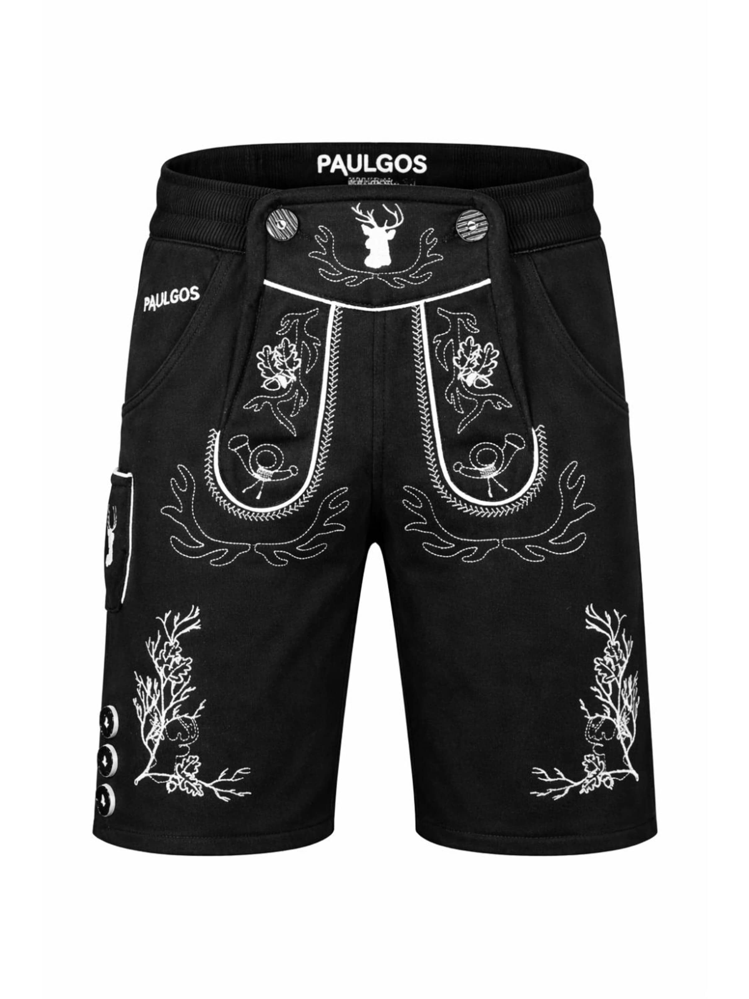 Paulgos Regular Traditional Pants 'PAULGOS Herren Trachten Jogginghose - Design Trachten Lederhose - JOK3 - in 3 Farben erhältlich - Größe S - 5XL' in Black: front